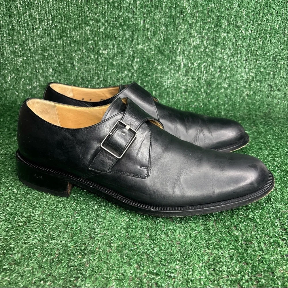 Vintage Bally Black Leather Monk Strap Shoes‎ Classic Loafers Size US 9